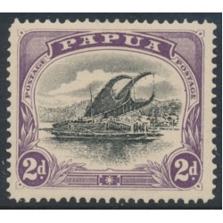 PAPUA / BNG - 1908 2d black/purple Lakatoi, small PAPUA, perf. 12½, upright wmk, MH – SG # 55