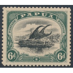 PAPUA / BNG - 1908 6d black/green Lakatoi, small PAPUA, perf. 11, upright wmk, MNH – SG # 53