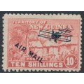 NEW GUINEA - 1931 10/- bright pink Native Village, airmail o/p, MH – SG # 148