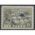 NEW GUINEA - 1931 £1 olive-grey Native Village, airmail o/p, MNH – SG # 149