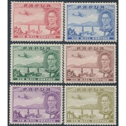 PAPUA - 1939 Natives Poling Rafts set of 6, MH – SG # 163-168