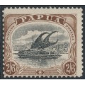 PAPUA / BNG - 1909 2/6 black/brown Lakatoi, large PAPUA, perf. 11, sideways wmk, MH – SG # 48