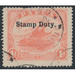 PAPUA / BNG - 1912 1d rose-pink Lakatoi, overprinted Stamp Duty, used – SG # F1