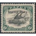 PAPUA / BNG - 1912 6d black/myrtle-green Lakatoi, overprinted Stamp Duty, MH