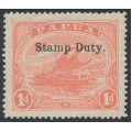 PAPUA / BNG - 1912 1d rose-pink Lakatoi, overprinted Stamp Duty, MH – SG # F1