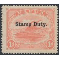 PAPUA / BNG - 1912 1d rose-pink Lakatoi, overprinted Stamp Duty, MH – SG # F1