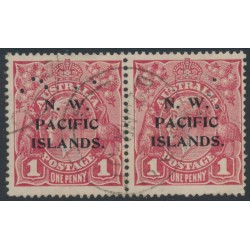 AUSTRALIA / NWPI - 1918 1d red KGV pair (G30), perforated OS, used – SG # O3