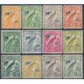 NEW GUINEA - 1932 ½d to 1/- Bird of Paradise short set of 12, no dates, airmail o/p, MH – SG # 190-199