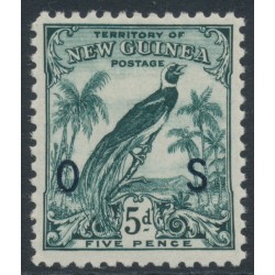 NEW GUINEA - 1932 5d blue-green Bird of Paradise, no dates, o/p OS, MH – SG # O49