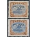 PAPUA / BNG - 1931 2d on 1½d blue/brown Lakatoi, both printings, MH – SG # 121+122