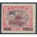 PAPUA / BNG - 1931 9d on 2/6 maroon/pink Lakatoi, Harrison printing, MNH – SG # 124