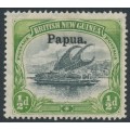 PAPUA / BNG - 1906 ½d black/yellow-green Lakatoi, vertical rosettes, o/p large Papua, MH – SG # 21