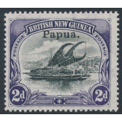 PAPUA / BNG - 1907 2d black/violet Lakatoi, vertical rosettes, o/p small Papua, MNH – SG # 40