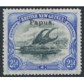 PAPUA / BNG - 1907 2½d black/ultramarine Lakatoi, horizontal rosettes, o/p small Papua, MH – SG # 35a