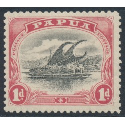 PAPUA / BNG - 1908 1d black/rose Lakatoi, small PAPUA, perf. 11, upright wmk, MNH – SG # 49