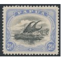 PAPUA / BNG - 1908 2½d black/pale ultramarine Lakatoi, small PAPUA, perf. 11, upright wmk, MH – SG # 51a