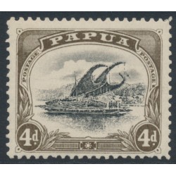PAPUA / BNG - 1907 4d black/sepia Lakatoi, small PAPUA, perf. 11, upright wmk, MH – SG # 52