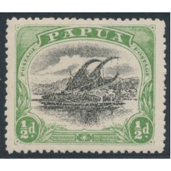 PAPUA / BNG - 1910 ½d black/green Lakatoi, large PAPUA, MH – SG # 75