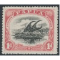 PAPUA / BNG - 1910 1d black/carmine Lakatoi, large PAPUA, MH – SG # 76