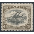 PAPUA / BNG - 1910 4d black/sepia Lakatoi, large PAPUA, MNH – SG # 79