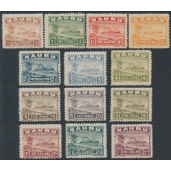 NAURU - 1924 ½d to 5/- Freighter short set on rough paper, MH – SG # 26A-38A