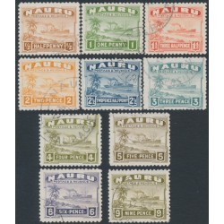 NAURU - 1937 ½d to 9d Freighter short set on shiny paper, used – SG # 26B-35B