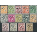 NEW GUINEA - 1932 ½d to 5/- Bird of Paradise short set of 14, no dates, airmail o/p, used – SG # 190-201