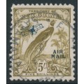 NEW GUINEA - 1932 5/- olive-brown Bird of Paradise, no dates, airmail o/p, used – SG # 201