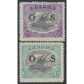 PAPUA - 1932 9d & 1/3 Lakatois, overprinted OS, MH – SG # O63+O65