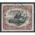 PAPUA / BNG - 1907 2/6 black/brown Lakatoi, horizontal rosettes, o/p small Papua, used – SG # 37