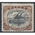 PAPUA / BNG - 1909 2/6 black/brown Lakatoi, large PAPUA, perf. 11, sideways wmk, used – SG # 48