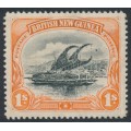 PAPUA / BNG - 1901 1/- black/orange Lakatoi, horizontal rosettes watermark, MH – SG # 7