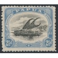 PAPUA / BNG - 1910 2½d black/blue Lakatoi, small PAPUA, perf. 11, with variety, MH – SG # 62