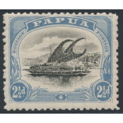PAPUA / BNG - 1910 2½d black/blue Lakatoi, small PAPUA, perf. 11, with variety, MH – SG # 62