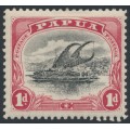 PAPUA / BNG - 1908 1d black/rose Lakatoi, small PAPUA, perf. 11, upright wmk, MNH – SG # 49