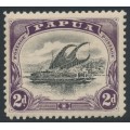 PAPUA / BNG - 1908 2d black/purple Lakatoi, small PAPUA, perf. 11, upright wmk, MH – SG # 50