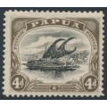 PAPUA / BNG - 1910 4d black/sepia Lakatoi, small PAPUA, 'rift in clouds', MH – SG # 63