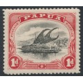 PAPUA / BNG - 1910 1d black/carmine Lakatoi, small PAPUA, perf. 12½, horizontal wmk, MH – SG # 67