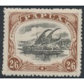 PAPUA / BNG - 1911 2/6 black/brown Lakatoi, type C, large PAPUA, MH – SG # 83