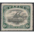 PAPUA / BNG - 1910 6d black/myrtle-green Lakatoi, large PAPUA, MH – SG # 80