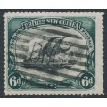 PAPUA / BNG - 1901 6d black/myrtle-green Lakatoi, horizontal rosettes watermark, used – SG # 6