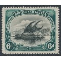 PAPUA / BNG - 1901 6d black/myrtle-green Lakatoi, horizontal rosettes watermark, MH – SG # 6