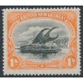 PAPUA / BNG - 1901 1/- black/orange Lakatoi, horizontal rosettes watermark, MH – SG # 7