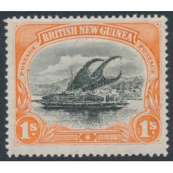 PAPUA / BNG - 1901 1/- black/orange Lakatoi, horizontal rosettes watermark, MH – SG # 7