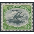 PAPUA / BNG - 1907 ½d black/yellow-green Lakatoi, vertical rosettes, o/p small Papua, MH – SG # 38