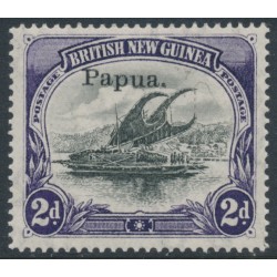 PAPUA / BNG - 1907 2d black/violet Lakatoi, o/p small Papua, with variety, MH – SG # 40