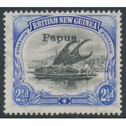 PAPUA / BNG - 1907 2½d black/ultramarine Lakatoi, o/p small Papua, MH – SG # 41
