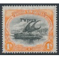 PAPUA / BNG - 1907 1/- black/orange Lakatoi, o/p small Papua, comb perf., MH – SG # 44b
