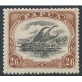 PAPUA / BNG - 1911 2/6 black/brown Lakatoi, type C, large PAPUA, MH – SG # 83