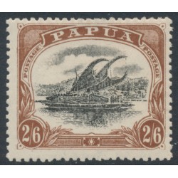 PAPUA / BNG - 1911 2/6 black/brown Lakatoi, type C, large PAPUA, MH – SG # 83